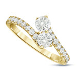 Golden Yaffie 1ct Round Diamond 2-Stone Engagement Ring with 4-Prong
