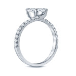 Golden Yaffie- 1ct TDW Round-Cut Diamond 4Prong Double-Stone Ring for Engagement