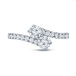 Golden Yaffie- 1ct TDW Round-Cut Diamond 4Prong Double-Stone Ring for Engagement