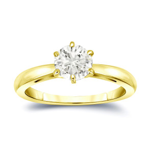 Yaffie Gold 1ct Diamond Engagement Ring in a Classic 6-Prong Setting