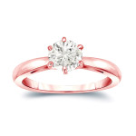 Solitary Forever: Yaffie Gold Diamond Engagement Ring - 1ct TDW Round Cut with 6-Prongs.