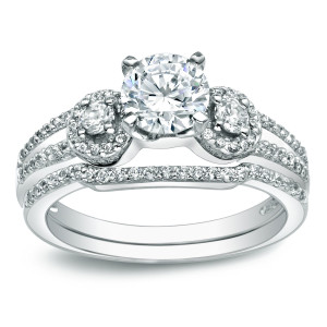 Golden Yaffie Bridal Ring Set with 1ct TDW Sparkling Round Diamond