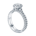 Yaffie Gold Halo Bridal Ring Set with 1 Carat Round Diamond