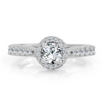 Engage in Elegance with Yaffie Gold 1ct Total Diamond Weight Round Halo Engagement Ring