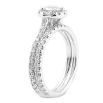 Sparkling Yaffie Gold Round Diamond Ring Set for Engagement and Wedding with 1ct TDW Halo