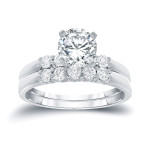 Radiant Yaffie Gold Bridal Set featuring a dazzling 1ct TDW Round-cut Diamond