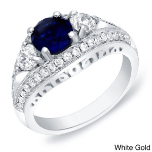 Shimmering Yaffie Gold Engagement Ring with 1ct Sapphire and Diamond Sparkle