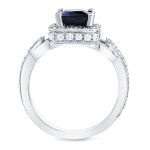 Sapphire and Diamond Engagement Ring with Yaffie Gold Accent, 1ct TDW