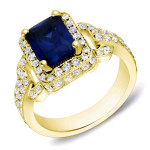 Sapphire and Diamond Engagement Ring with Yaffie Gold Accent, 1ct TDW