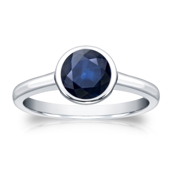 Blue Beauty: Yaffie Gold 1ct TW Round Cut Sapphire Solitaire Bezel Ring