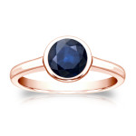 Blue Beauty: Yaffie Gold 1ct TW Round Cut Sapphire Solitaire Bezel Ring