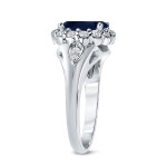 Blue Sapphire and Diamond Halo Engagement Ring with 2.5ct and 0.875ct TDW by Yaffie Gold