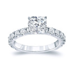 Certified Cushion Cut Diamond Engagement Ring - Yaffie Gold with 2.5ct TDW