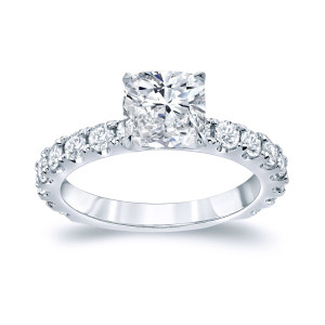 Gold 2 1/2ct TDW Certified Cushion Cut Diamond Engagement Ring - Custom Made By Yaffie™