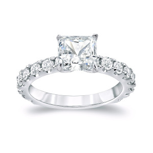 Certified French Pave Princess Diamond Ring - Yaffie Gold, 2 1/2 ct TDW