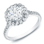 Certified Round-Cut Diamond Halo Engagement Ring - Yaffie Gold 2 1/3ct TDW