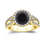 Yaffie ™ Black Diamond Halo Engagement Ring - 2 1/3ct TDW of Stunning Gold and Sparkle!