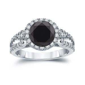 Yaffie ™ Black Diamond Halo Engagement Ring - 2 1/3ct TDW of Stunning Gold and Sparkle!