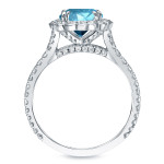 Blue Diamond Halo Engagement Ring with Yaffie Gold and 2.33ct TDW Round-Cut Sparkle.