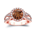 Engagement Ring with Brown Diamond Halo - Yaffie Gold (2.33ct)