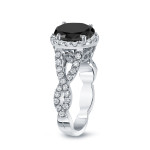 Custom-made Yaffie™ round-cut black diamond halo engagement ring with 2 3/4ct TDW in gold.