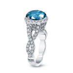 Blue Diamond Halo Engagement Ring with Yaffie Gold and 2.75ct TDW Round Cut