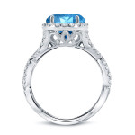 Blue Diamond Halo Engagement Ring with Yaffie Gold and 2.75ct TDW Round Cut