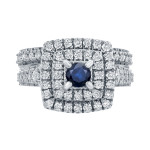 Sapphire & Diamond Bridal Ring Set with Yaffie Gold Cluster