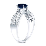 Gold and Diamond Engagement Ring with Blue Sapphire Accent - Perfect for Romance!