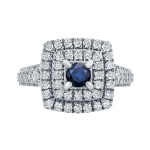 Gold Sapphire and Diamond Engagement Ring Clustered with 2/5ct Blue Stone and 1ct TDW Gems