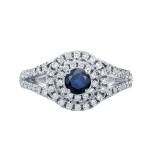 Sapphire and Diamond Engagement Ring with Yaffie Gold Cluster (2/5ct and 3/5ct TDW)