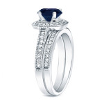 Bridal Set - Blue Sapphire & Round Diamond totaling 3/5 ct TDW with Stunning Yaffie Gold!