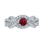 Sparkling Yaffie Gold Engagement Ring with Ruby and Diamond Accentuates Your Love
