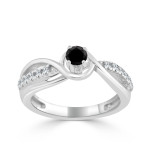 Yaffie Custom Gold Engagement Ring with 2/5ct TDW Black Round Diamond