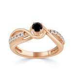Yaffie Custom Gold Engagement Ring with 2/5ct TDW Black Round Diamond