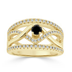 Custom Yaffie Braided Black Diamond Engagement Ring with 2/5ct TDW in Gold