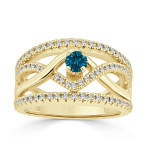 Braided Blue Diamond Engagement Ring with 2/5ct TDW by Yaffie Gold