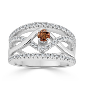 Brown Diamond Braided Engagement Ring with Yaffie Gold, 2/5ct TDW