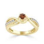 Stunning Yaffie Gold Engagement Ring with 2/5ct TDW Round Brown Diamonds