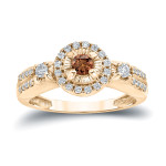 Brown and White Diamond Engagement Ring - Yaffie Gold 2/5ct TDW