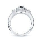 Yaffie ™ Custom Halo Engagement Ring - Stunning Black and White Diamonds in 2/5ct TDW with a Touch of Gold