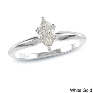 Golden Yaffie Marquise Solitaire Ring with 2/5ct TDW Diamond