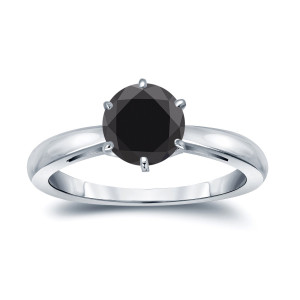 Custom Yaffie ™ 6-Prong Black Diamond Solitaire Ring - 2ct of Stunning Gold Round Cut Beauty!