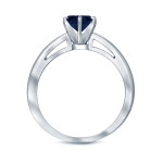 Blue Sapphire Solitaire Engagement Ring – Yaffie Gold 2ct Round Cut, 6-Prong Sparkle