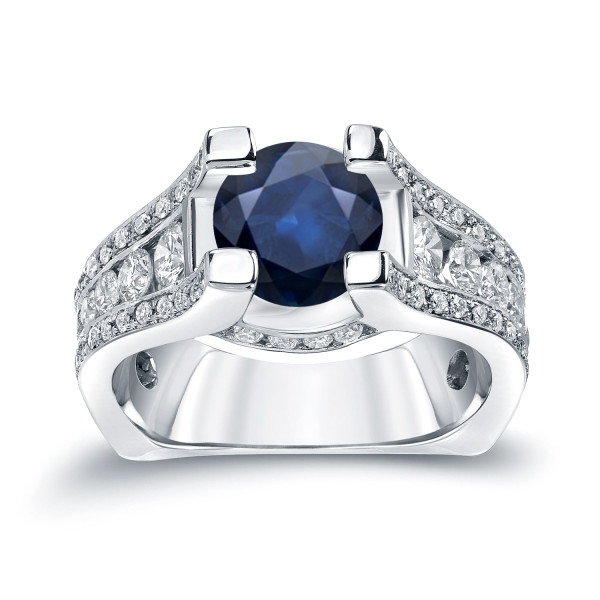 Sapphire and Diamond Engagement Ring - Yaffie Gold, 2ct Blue and 1 1/4ct TDW