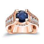 Sapphire and Diamond Engagement Ring - Yaffie Gold, 2ct Blue and 1 1/4ct TDW