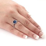 Engaging Yaffie Gold Ring with 2ct Blue Sapphire & 2/5ct TDW Diamond Halos