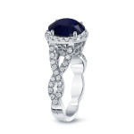Gold Halo Ring with Stunning Blue Sapphire and Dazzling 3/4ct Diamond Sparkle