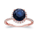Dazzling Blue Sapphire and Diamond Halo Ring, 2ct and 3/5ct respectively