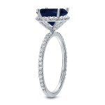 Dazzling Blue Sapphire and Diamond Halo Ring, 2ct and 3/5ct respectively